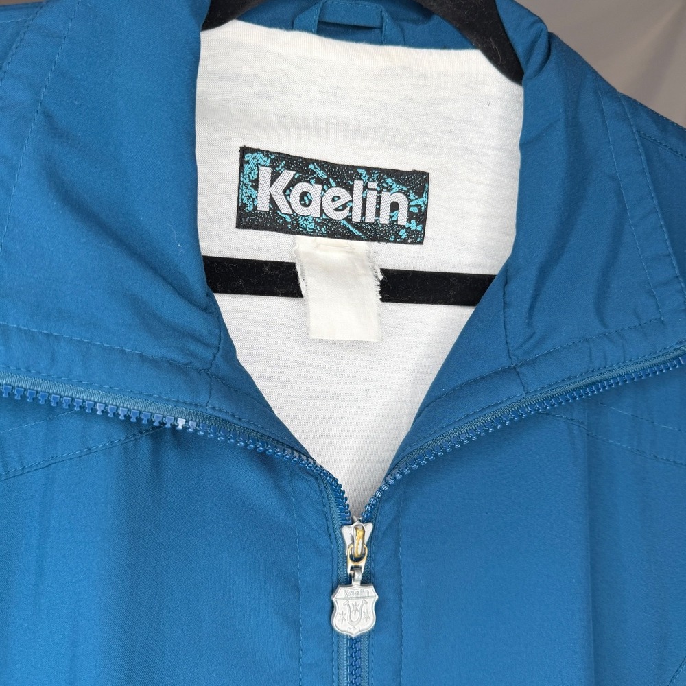 Vtg Kaelin 90s Windbreaker Jacket Teal Blue Zip Lightweight Unisex Streetwear Sz